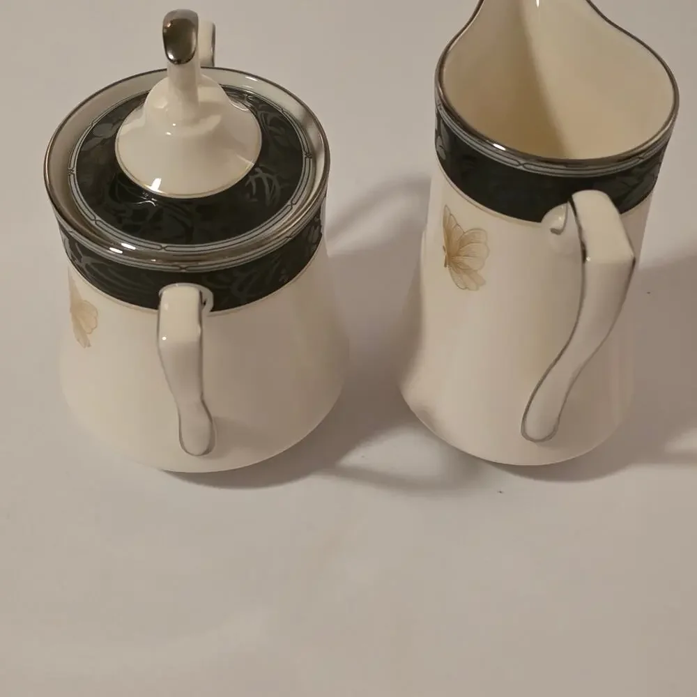 Vintage Noritake Enchanteur 7701 Creamer Sugar‎ Bowl Set Fine China Japan